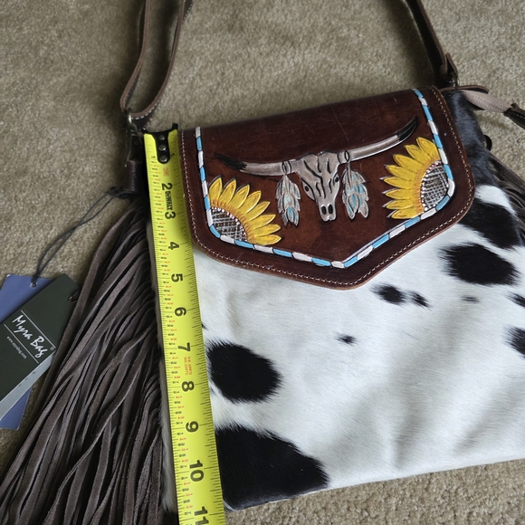 Myra Bag Cowhide Crossbody Bag with Fringe Nwt - Picture 4 of 8